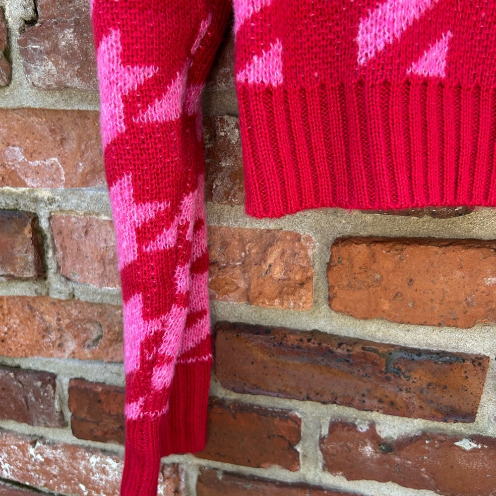 Fab'rik NWT Women's Red and Pink V-Neck Cropped Sweater Small - Picture 8 of 8
